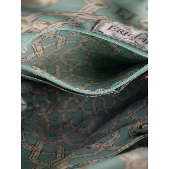 Eric Javits Multicolor Leather Strap Gold Metallic Bag Straw Canvas Stripes - Picture 4 of 12